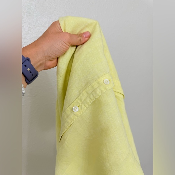 J Crew Perfect Shirt Yellow Linen Size 6 - Picture 5 of 7